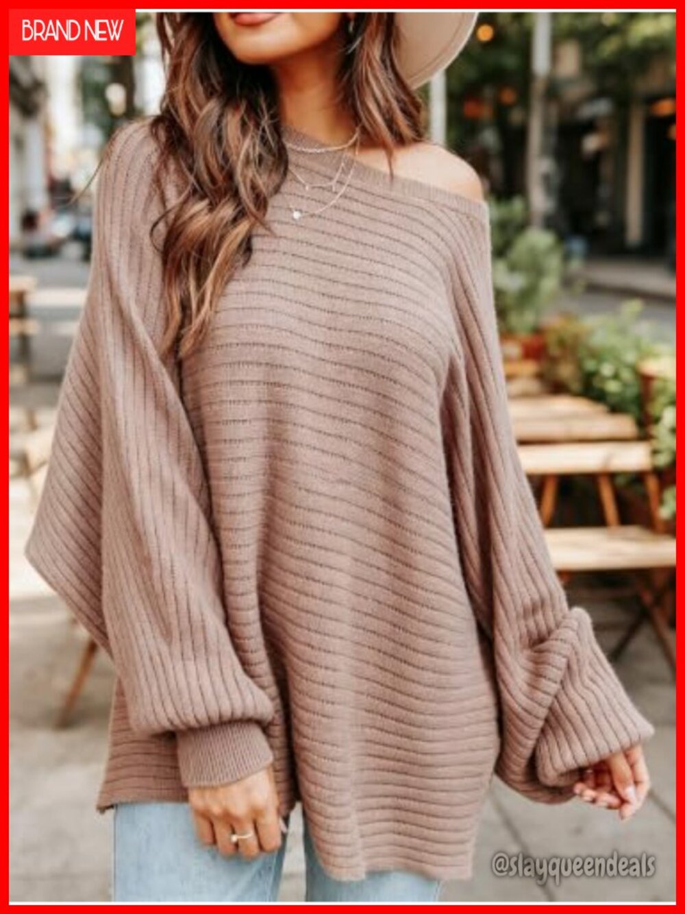 Oversized Off The Shoulder Sweater Batwing Sleeve Casual Loose Fall Pullover